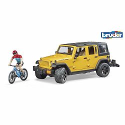 Bruder 2543 jeep Wrangler Rubicon Unlimited s horským bicyklom a cyklistom, 3 ks